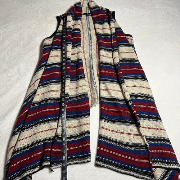 Sam Edelman Stripe Southwestern Elsie Vest Waterfall Hem Shawl Size Small Boho - Picture 8 of 8